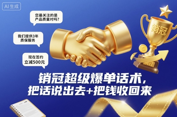 销冠超级爆单话术，把话说出去+把钱收回来-千帆网赚