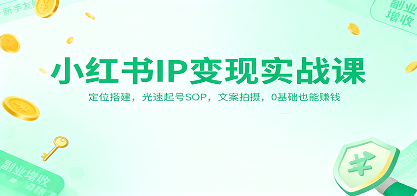 小红书IP变现实战课：定位搭建，光速起号SOP，文案拍摄，0基础也能赚钱-千帆网赚