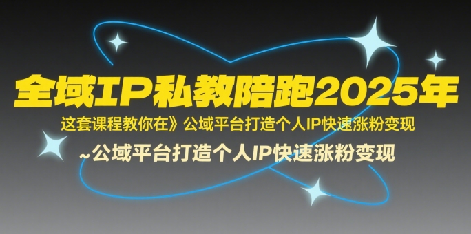 全域IP私教陪跑2025年，这套课程教你在公域平台打造个人IP快速涨粉变现-千帆网赚