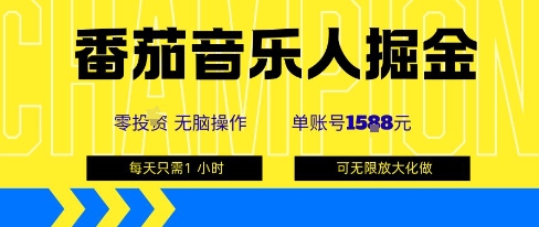 番茄音乐人掘金，单账号最高可撸1k+，可无限矩阵去做，零投入-千帆网赚