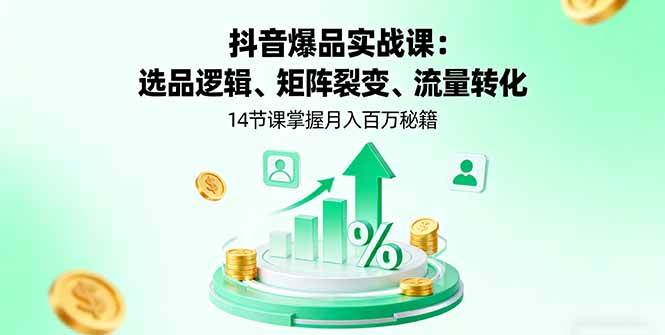（16112期）抖音爆品实战课：选品逻辑、矩阵裂变、流量转化，14节课掌握月入百万秘籍-千帆网赚