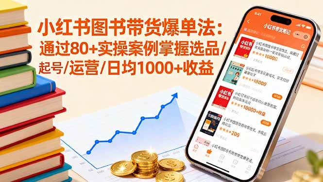 （16015期）小红书图书带货爆单法：通过80+实操案例掌握选品/起号/运营/日均1000+收益-千帆网赚