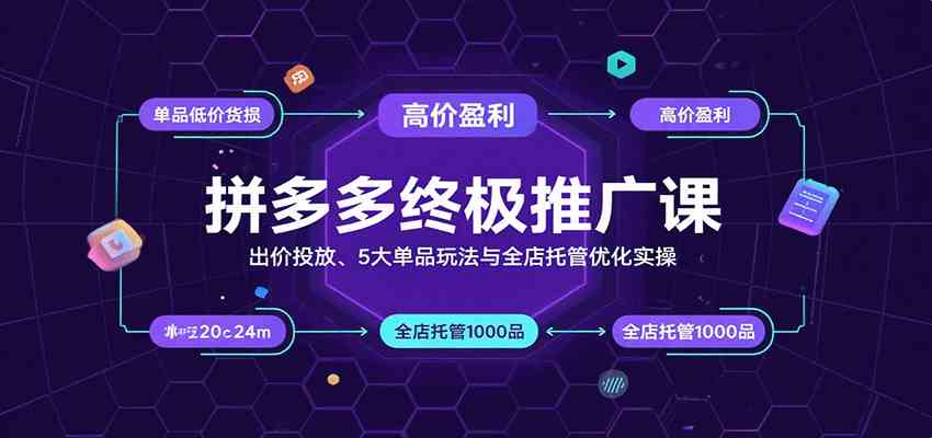 拼多多终极推广课：出价投放、5大单品玩法与全店托管优化实操-千帆网赚