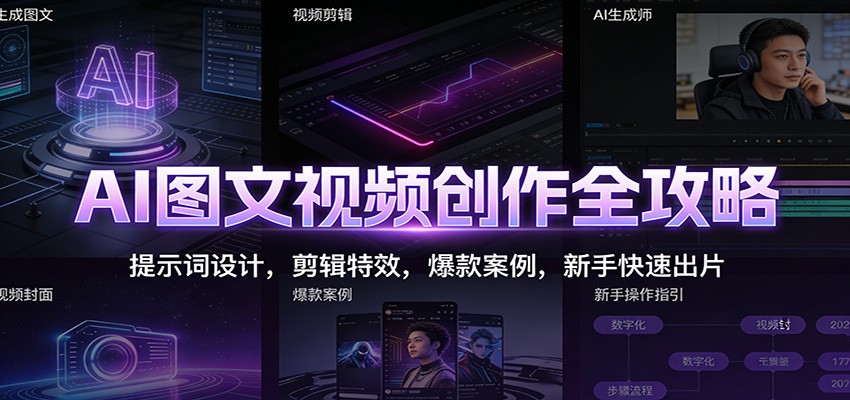 AI图文视频创作全攻略：提示词设计，剪辑特效，爆款案例，新手快速出片-千帆网赚