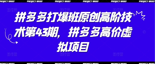 拼多多打爆班原创高阶技术第43期，拼多多高价虚拟项目-千帆网赚
