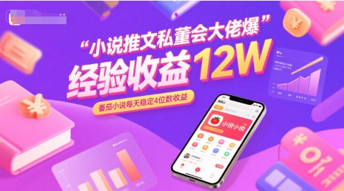 小说推文私董会大佬爆单经验分享收益12W，番茄小说每天稳定4位数收益-千帆网赚