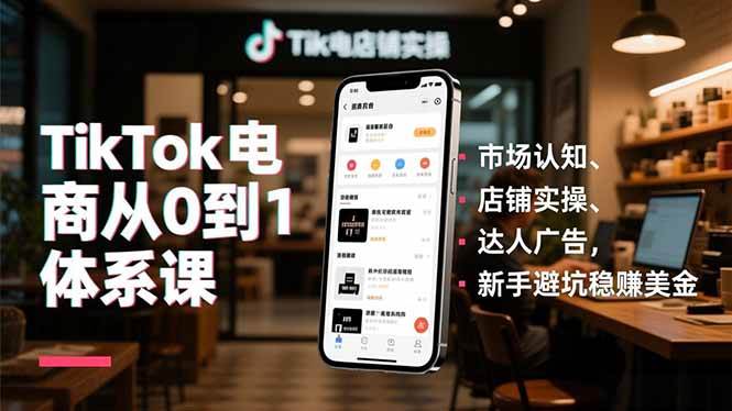 （16818期）TikTok电商从0到1体系课，市场认知、店铺实操、达人广告，新手避坑稳赚美金-千帆网赚