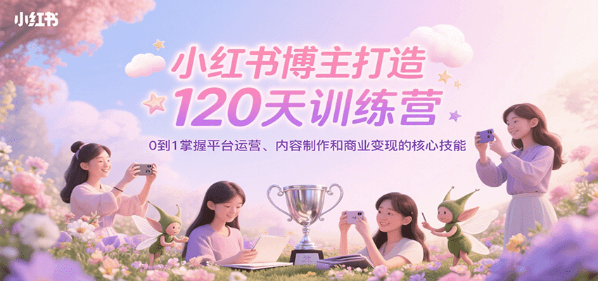 小红书博主打造120天训练营，0到1掌握平台运营、内容制作和商业变现-千帆网赚