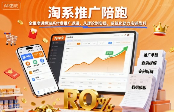 淘系推广陪跑，全维度讲解淘系付费推广逻辑，从理论到实操，系统化助力店铺盈利-千帆网赚
