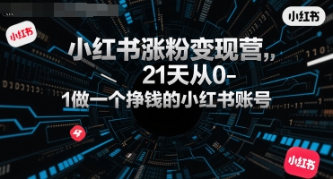 小红书涨粉变现营，21天从0-1做一个挣钱的小红书账号-千帆网赚