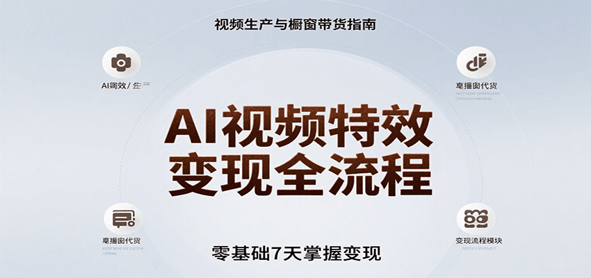 AI视频特效变现全流程，零基础7天掌握视频生产到橱窗带货变现-千帆网赚