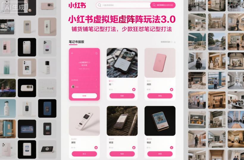 小红书虚拟矩阵玩法3.0，铺货铺笔记型打法，少款狂怼笔记型打法-千帆网赚