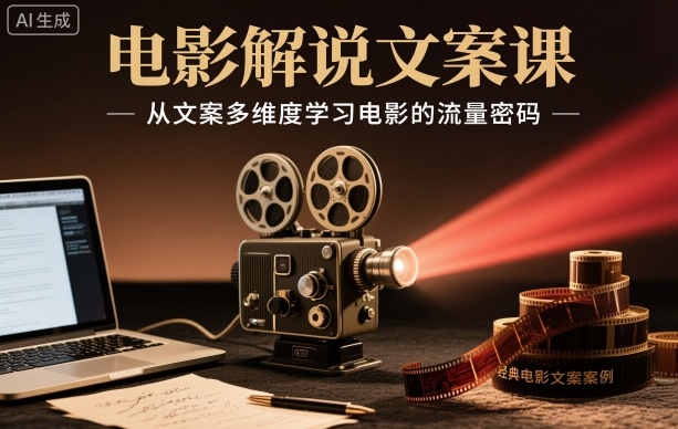 电影解说文案课，从文案多维度学习电影的流量密码-千帆网赚