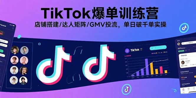 （15920期）TikTok爆单训练营，店铺搭建/达人矩阵/GMV投流，单日破千单实操-千帆网赚