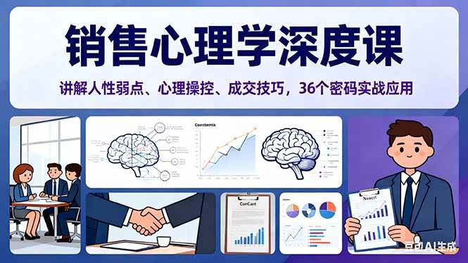 （16456期）销售心理学深度课，讲解人性弱点、心理操控、成交技巧，36个密码实战应用-千帆网赚