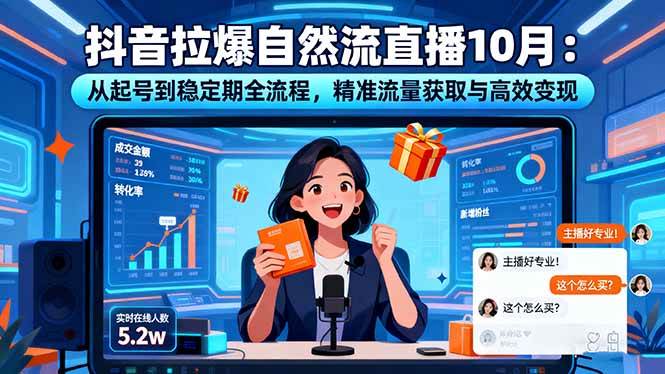 （16339期）抖音拉爆自然流直播10月：从起号到稳定期全流程，精准流量获取与高效变现-千帆网赚