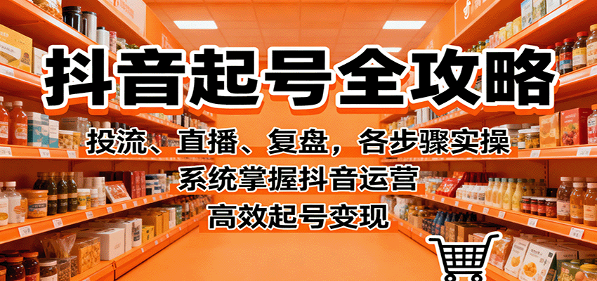 抖音起号全攻略，投流、直播、复盘，各步骤实操，系统掌握抖音运营，高效起号变现-千帆网赚