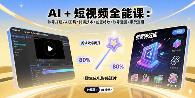 （15862期）AI+短视频全能课：账号搭建/AI工具/剪辑技术/创意特效/账号运营/带货直播-千帆网赚