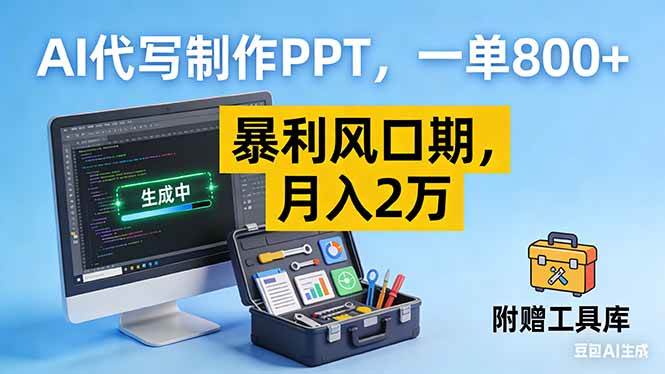 （16967期）AI代写制作PPT，一单800+， 暴利风口期，月入2万【附工具】-千帆网赚
