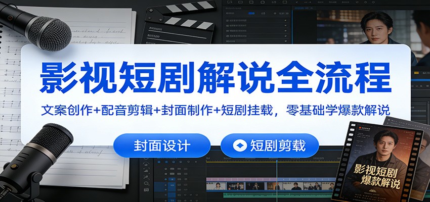 影视短剧解说全流程：文案创作+配音剪辑+封面制作+短剧挂载，零基础学爆款解说-千帆网赚