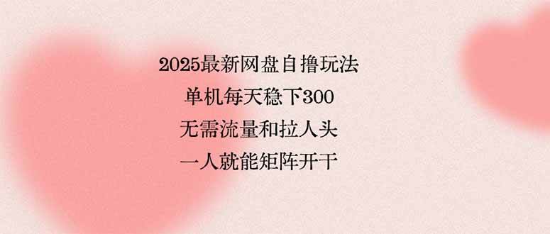 （15831期）2025最新网盘自撸玩法，单机每天稳下3张，无需流量和拉人头，一个人就…-千帆网赚