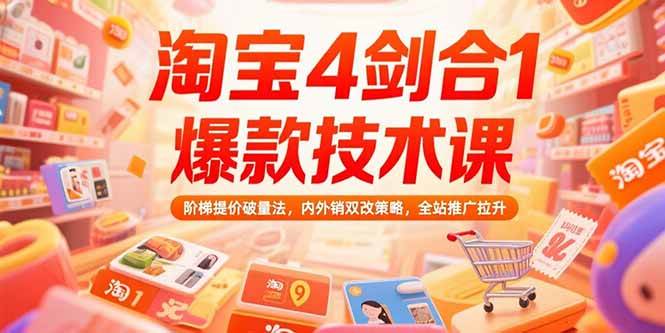 （15415期）淘宝4剑合1爆款技术课，阶梯提价破量法，内外销双改策略，全站推广拉升-千帆网赚
