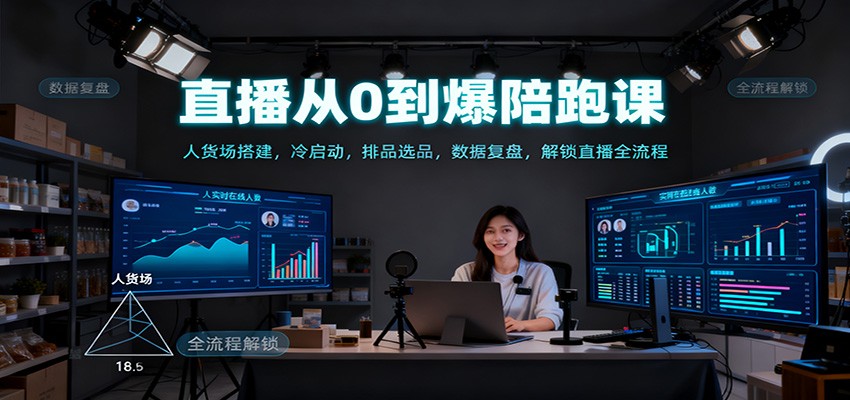 直播从0到爆陪跑课：人货场搭建，冷启动，排品选品，数据复盘，解锁直播全流程-千帆网赚
