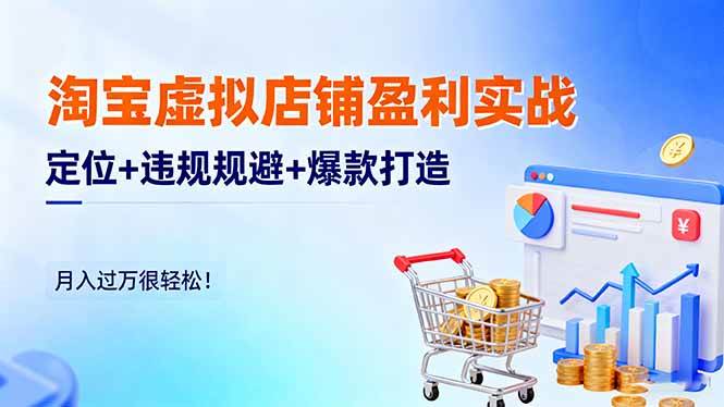 （16387期）淘宝虚拟店铺盈利实战：定位+违规规避+爆款打造，月入过万很轻松！-千帆网赚