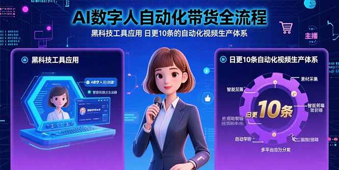 （15699期）AI数字人自动化带货全流程：黑科技工具应用 日更10条的自动化视频生产体系-千帆网赚