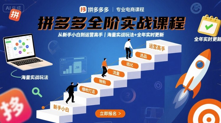 拼多多全阶实战课程，从新手小白到运营高手，海量实战玩法+全年实时更新【2025年9月更新】-千帆网赚