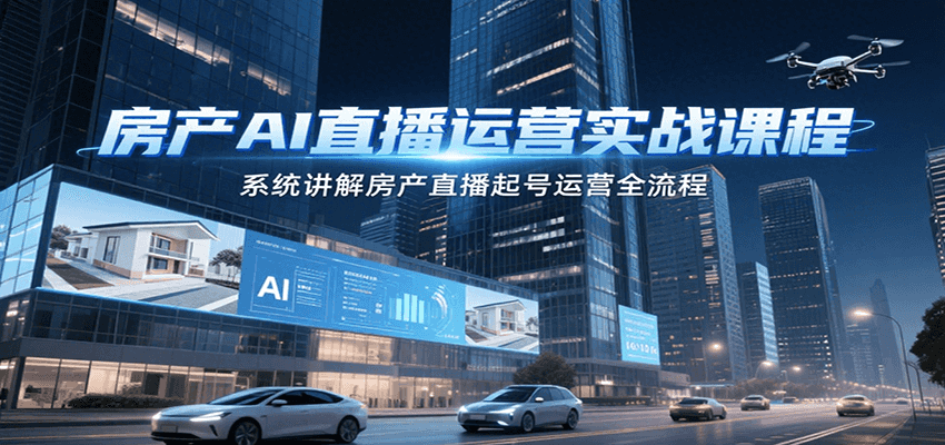 房产AI直播运营实战课程，系统讲解房产直播起号运营全流程-千帆网赚