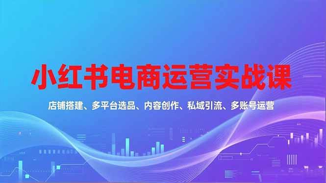 （16695期）小红书电商运营实战课，店铺搭建、多平台选品、内容创作、私域引流、多账号运营等玩法-千帆网赚