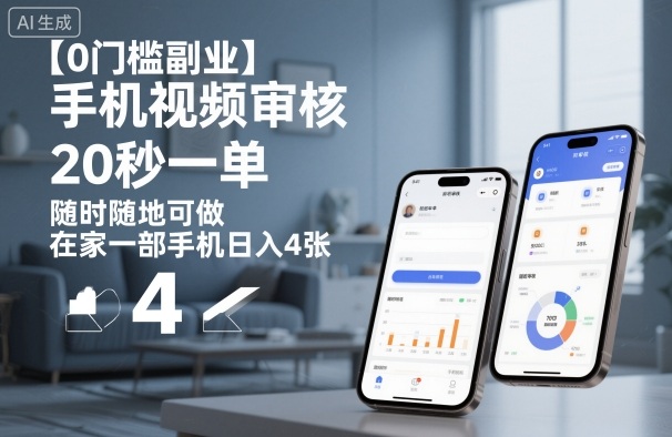 【0门槛副业】手机视频审核，20秒一单，随时随地可做，在家一部手机日入4张【揭秘】-千帆网赚