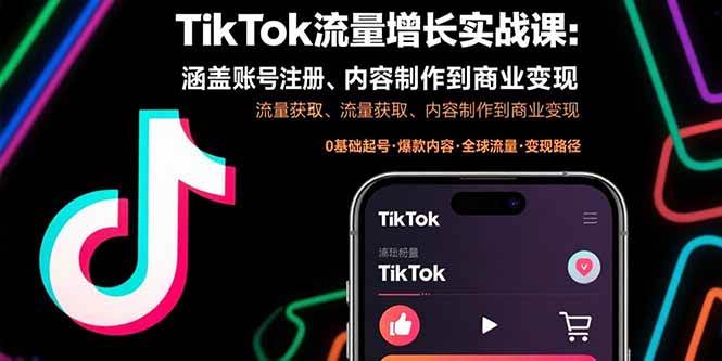 （15791期）TikTok流量增长实战课：涵盖账号注册、流量获取、内容制作到商业变现-千帆网赚