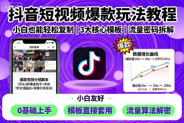 抖音短视频爆款玩法教程，小白也能轻松复制-千帆网赚