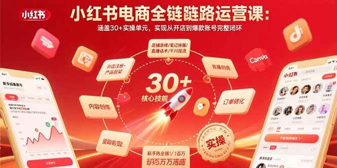 （15751期）小红书电商全链路运营课：涵盖30+实操单元，实现从开店到爆款账号完整闭环-千帆网赚