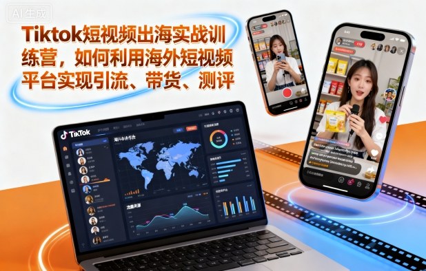 Tiktok短视频出海实战训练营，如何利用海外短视频平台实现引流、带货、测评-千帆网赚