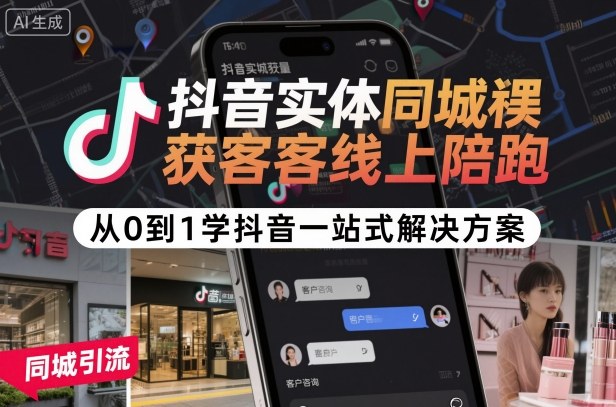 抖音实体同城获客线上陪跑，从0到1学抖音一站式解决方案-千帆网赚