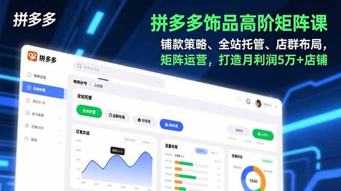 （16915期）拼多多饰品高阶矩阵课，铺款策略、全站托管、店群布局，矩阵运营，打造月利润5万+店铺-千帆网赚