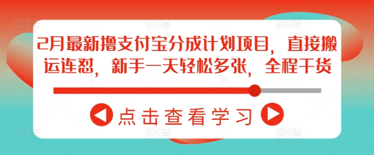 2月最新撸支付宝分成计划项目，直接搬运连怼，新手一天轻松多张，全程干货-千帆网赚